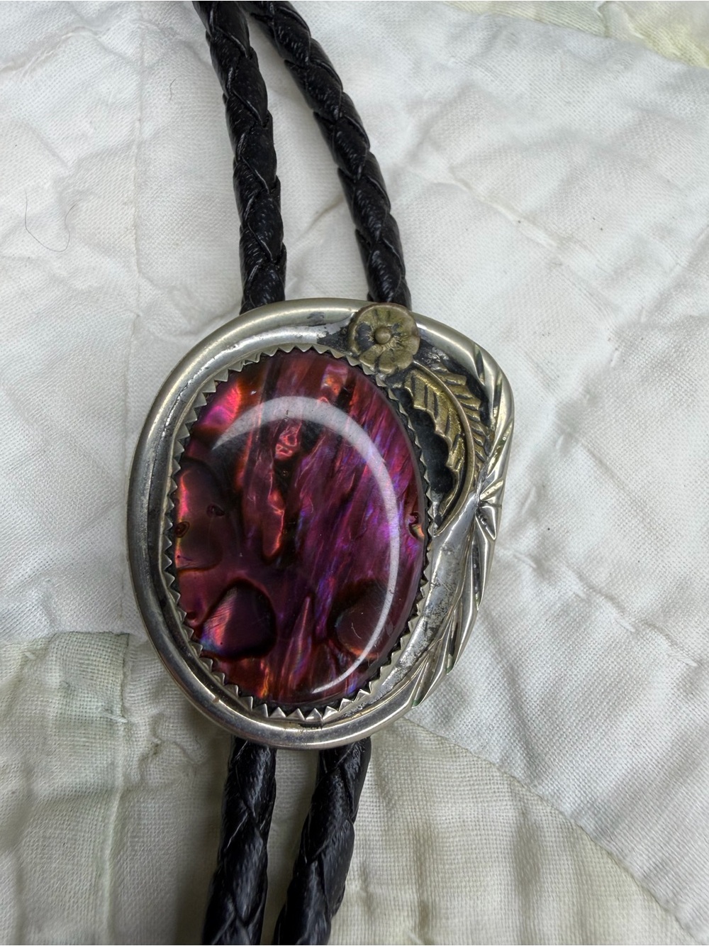 VTG Dragons Breath Silver Pendant Bolo Tie Necklace Adjustable Country Western - Picture 3 of 13